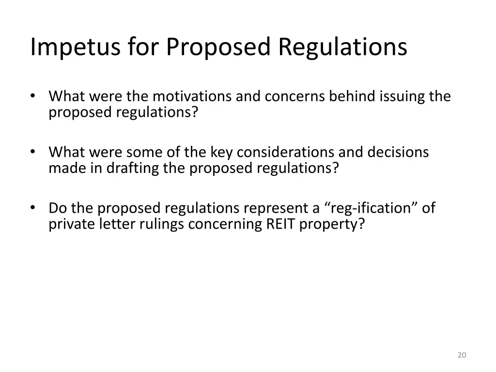 impetus for proposed regulations