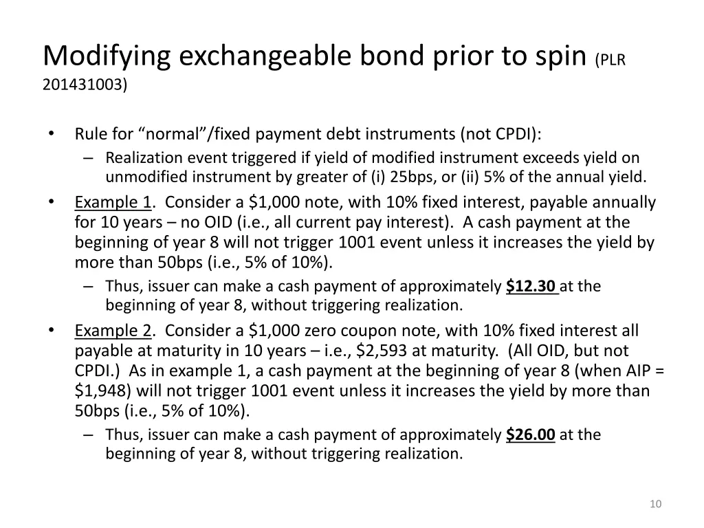 modifying exchangeable bond prior to spin 2