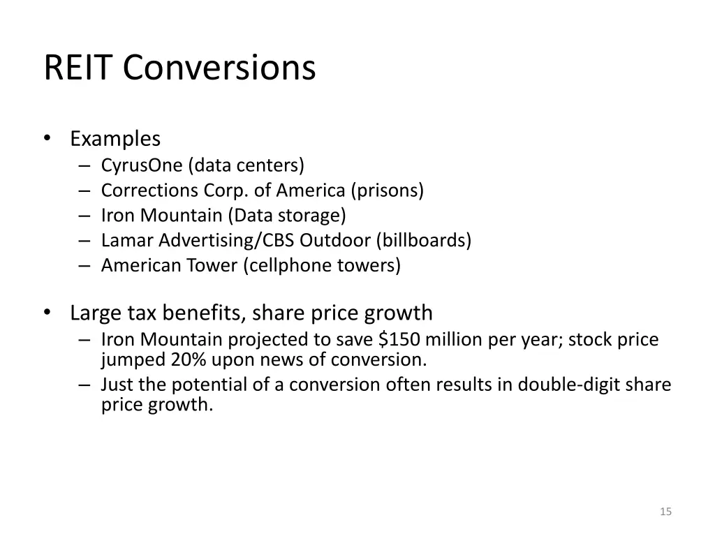 reit conversions