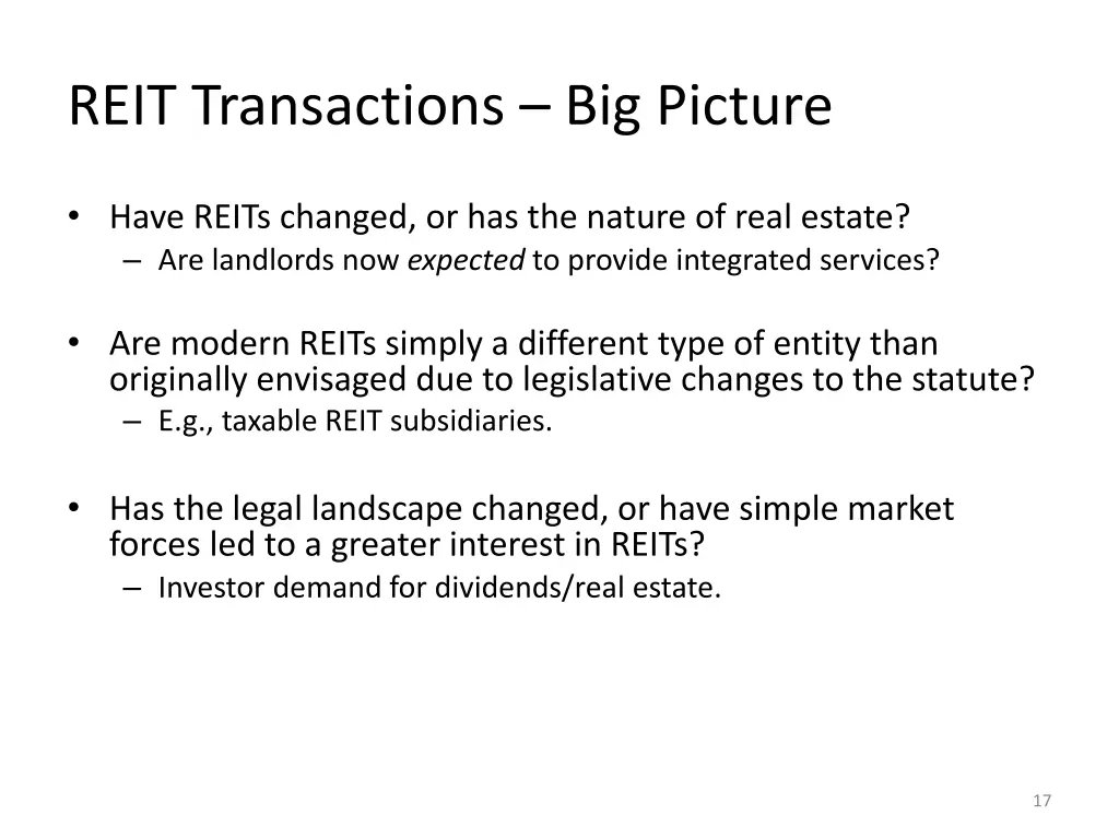 reit transactions big picture