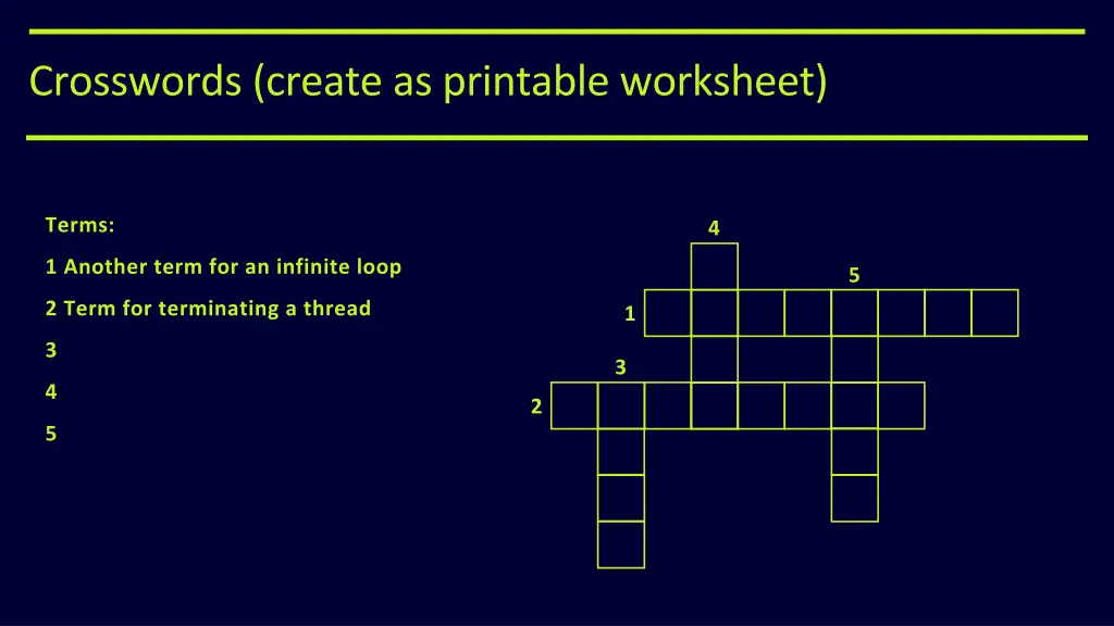 crosswords create as printable worksheet