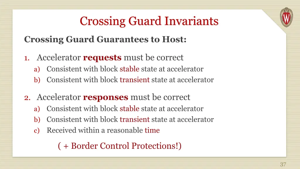 crossing guard invariants