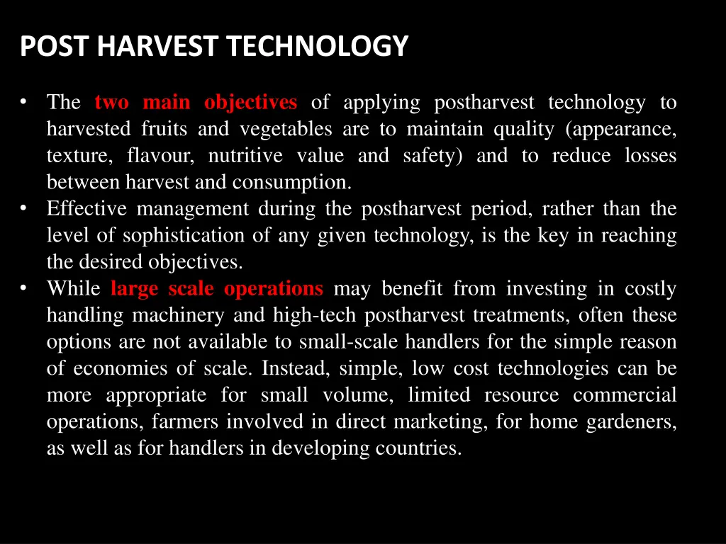 post harvest technology