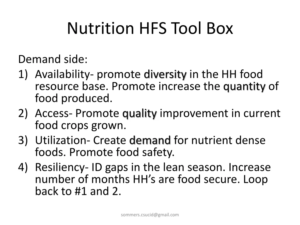 nutrition hfs tool box