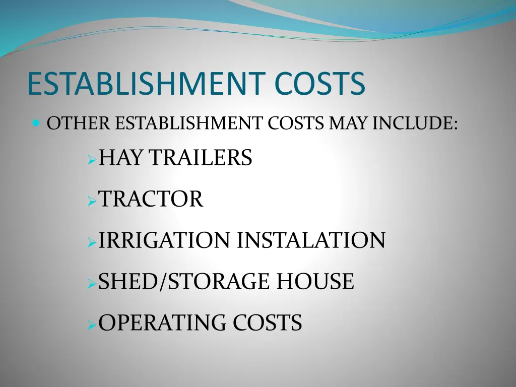 establishment costs