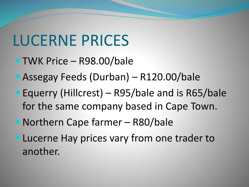 lucerne prices