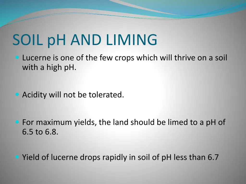 soil ph and liming lucerne