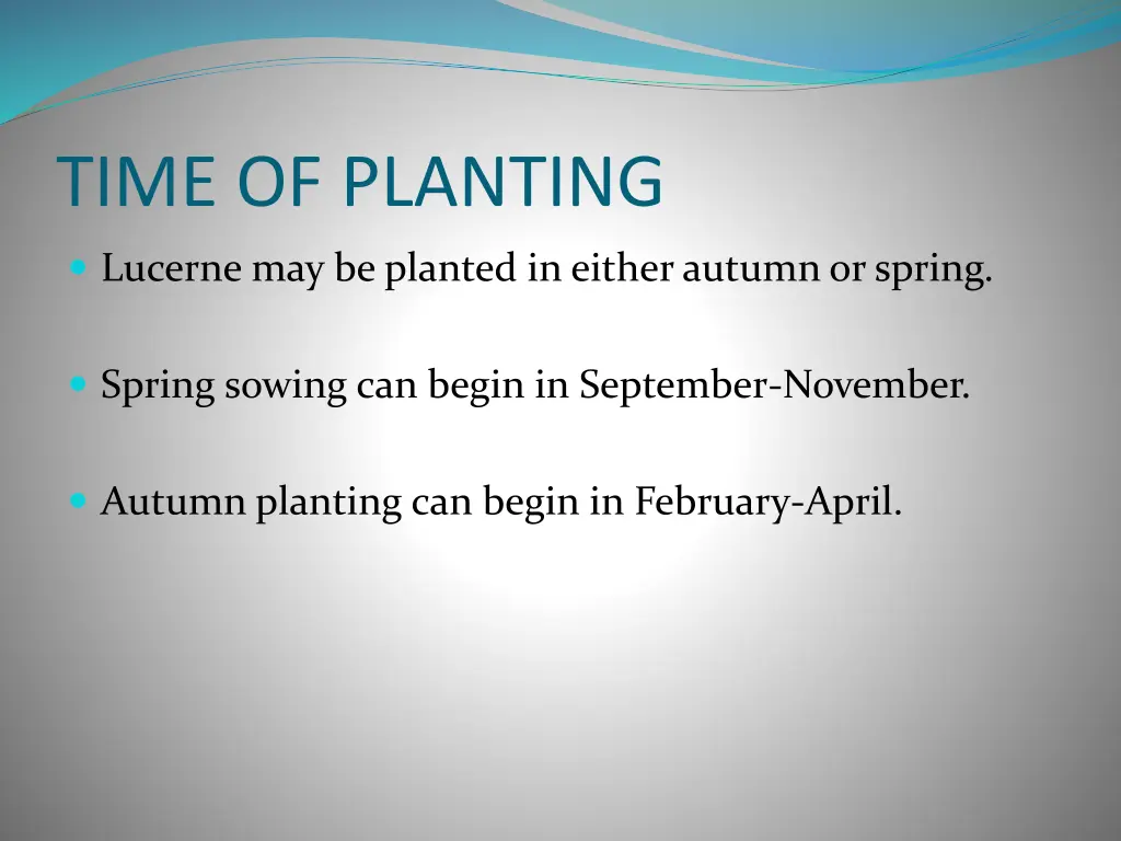 time of planting