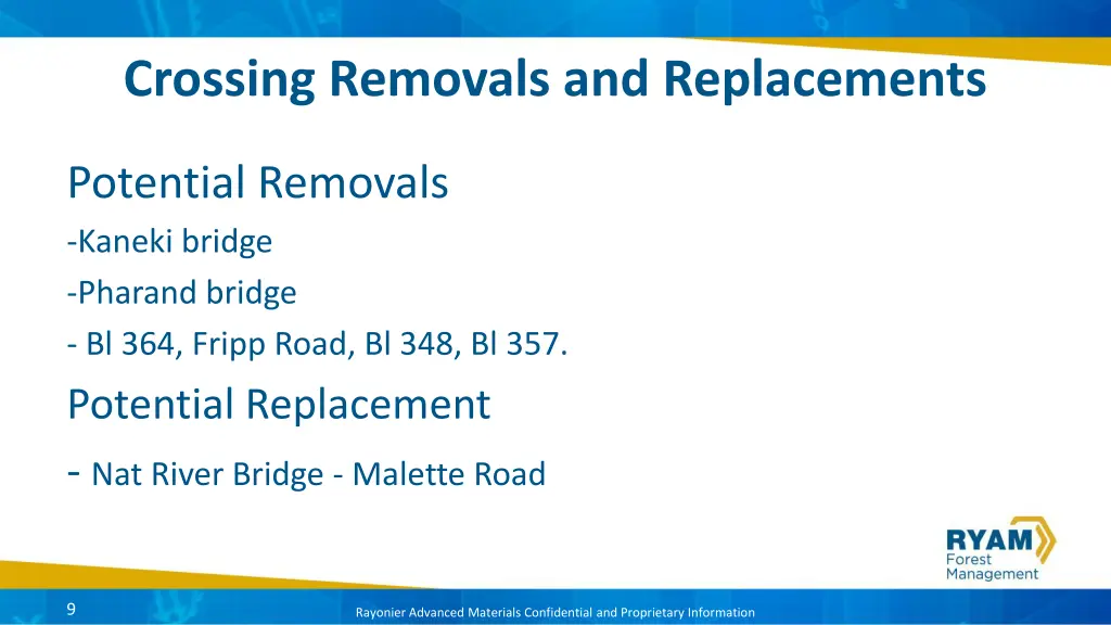 crossing removals and replacements