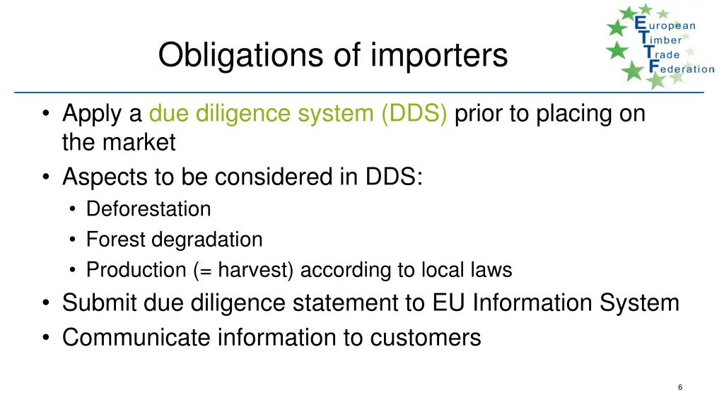 obligations of importers 1