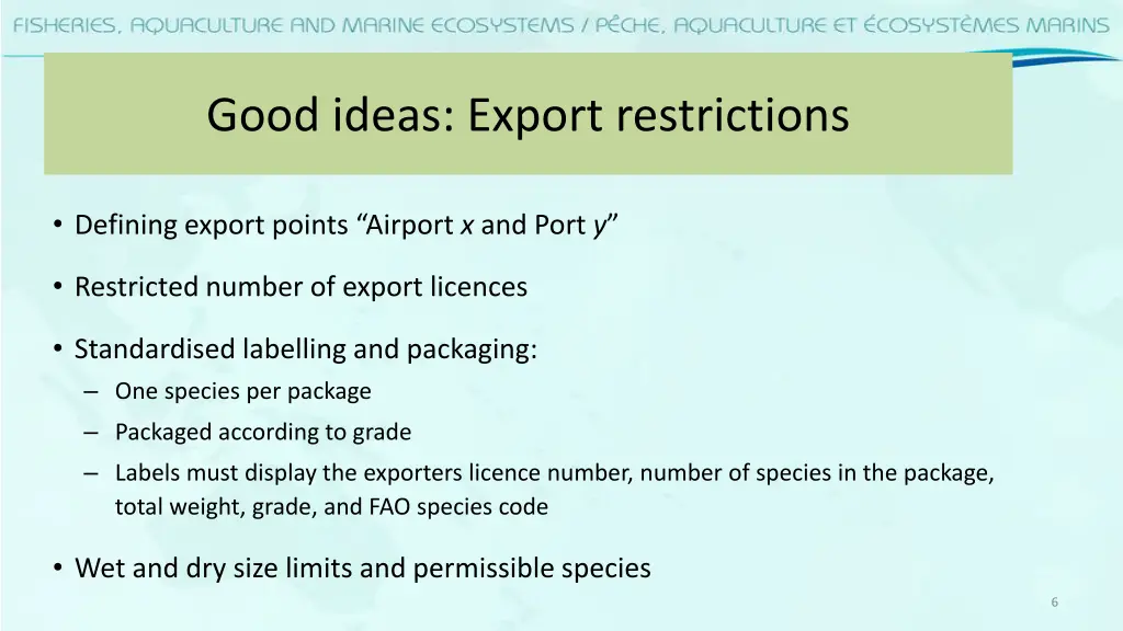 good ideas export restrictions