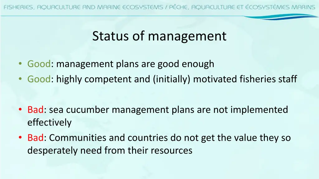 status of management