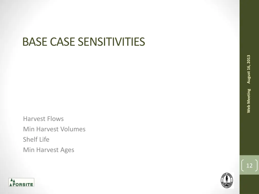 base case sensitivities