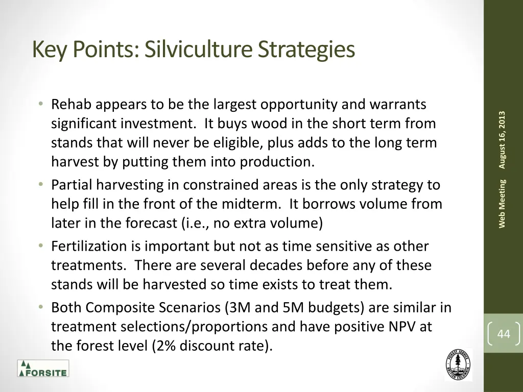 key points silviculture strategies