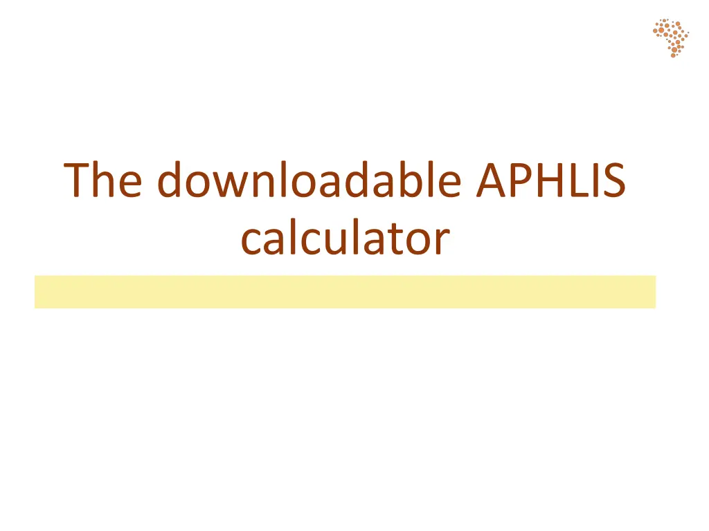 the downloadable aphlis calculator