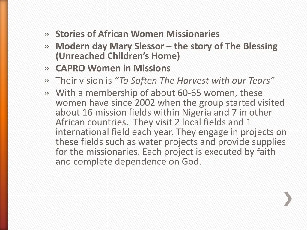 stories of african women missionaries modern