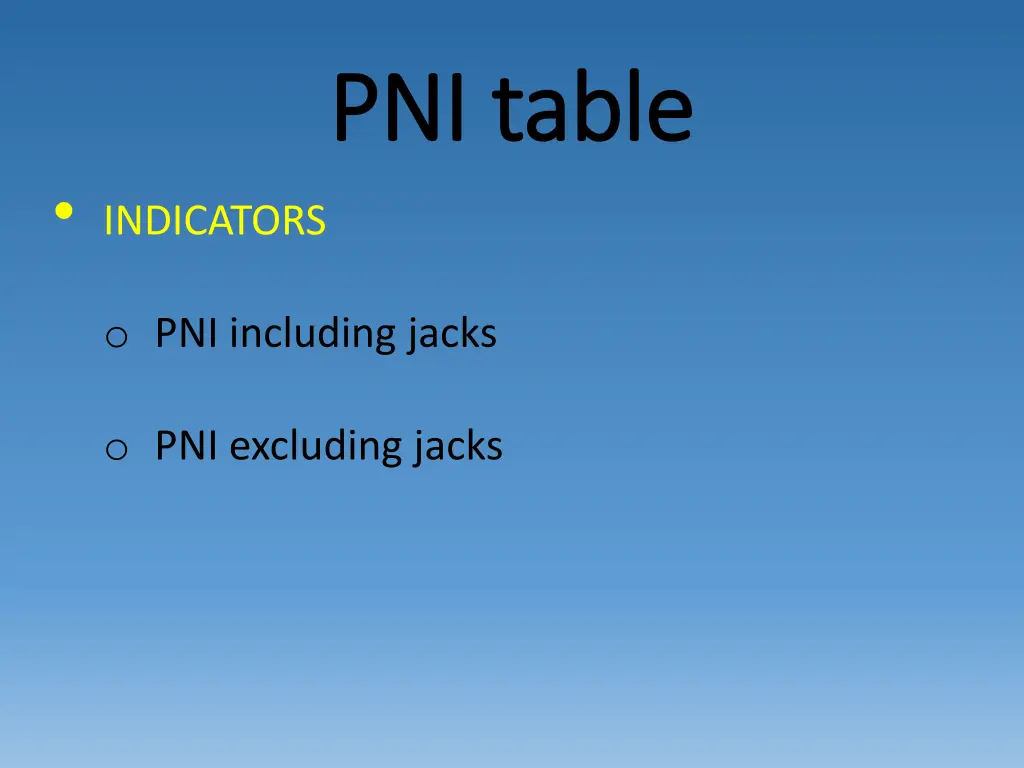 pni table pni table