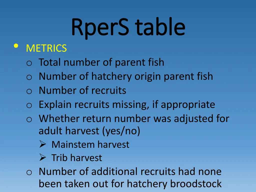 rpers rpers table