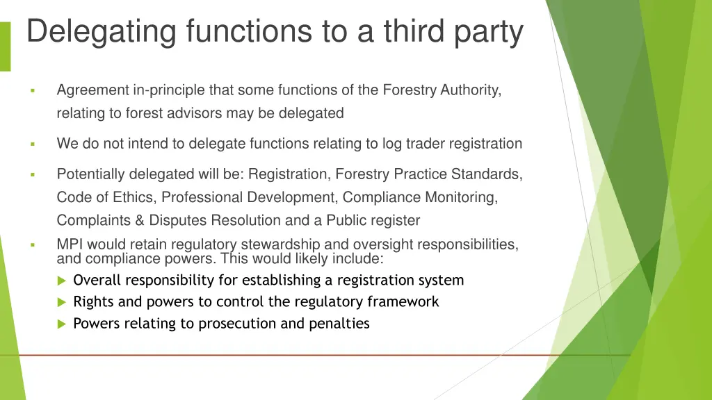 delegating functions to a third party