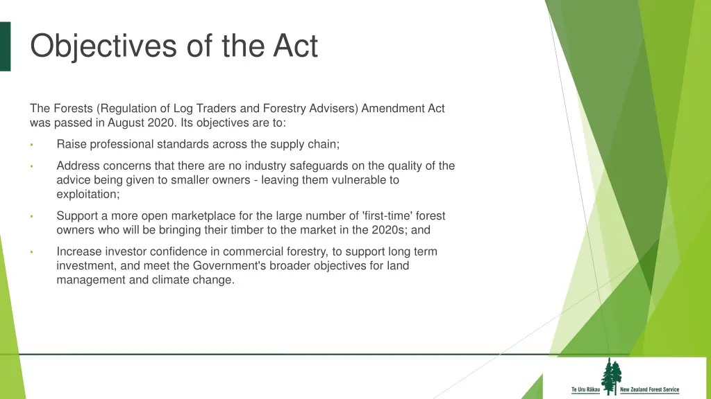 objectives of the act