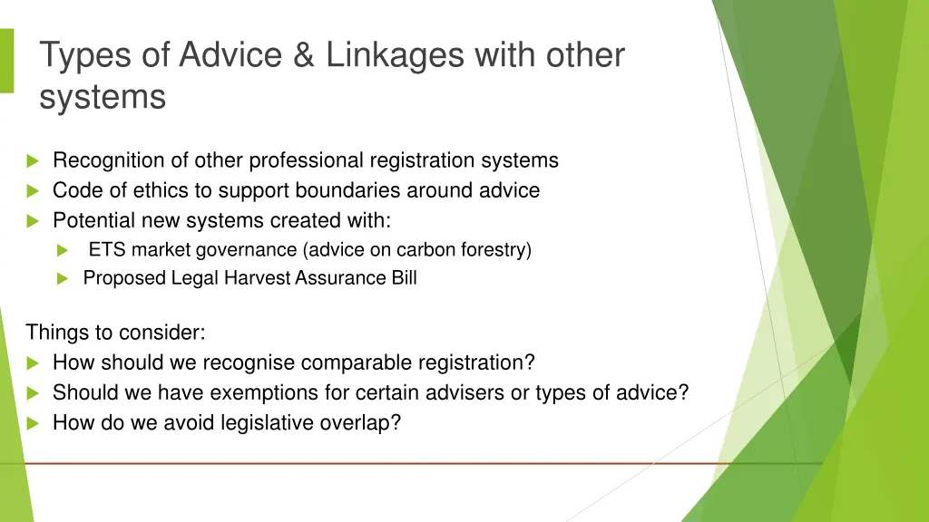 types of advice linkages with other systems