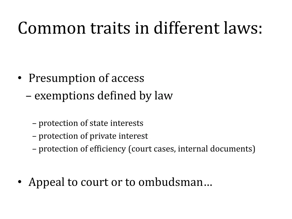 common traits in different laws