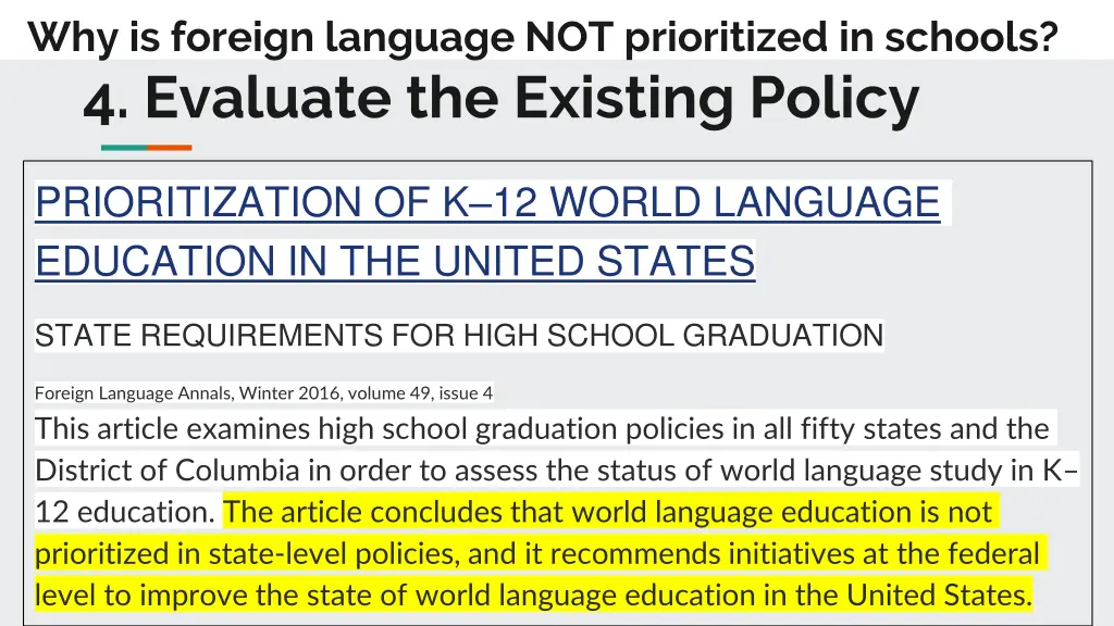 why is foreign language not prioritized 4