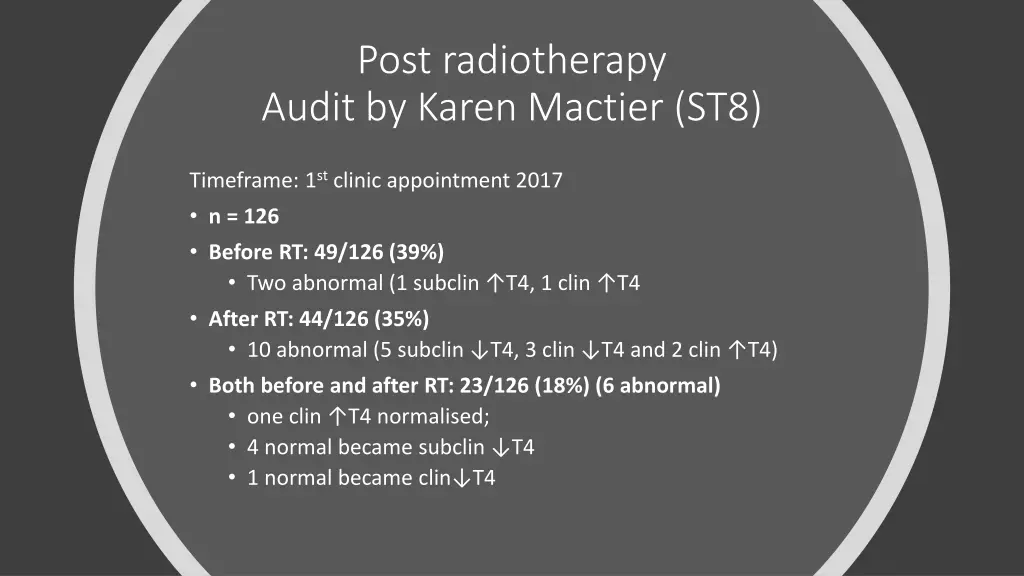 post radiotherapy audit by karen mactier st8