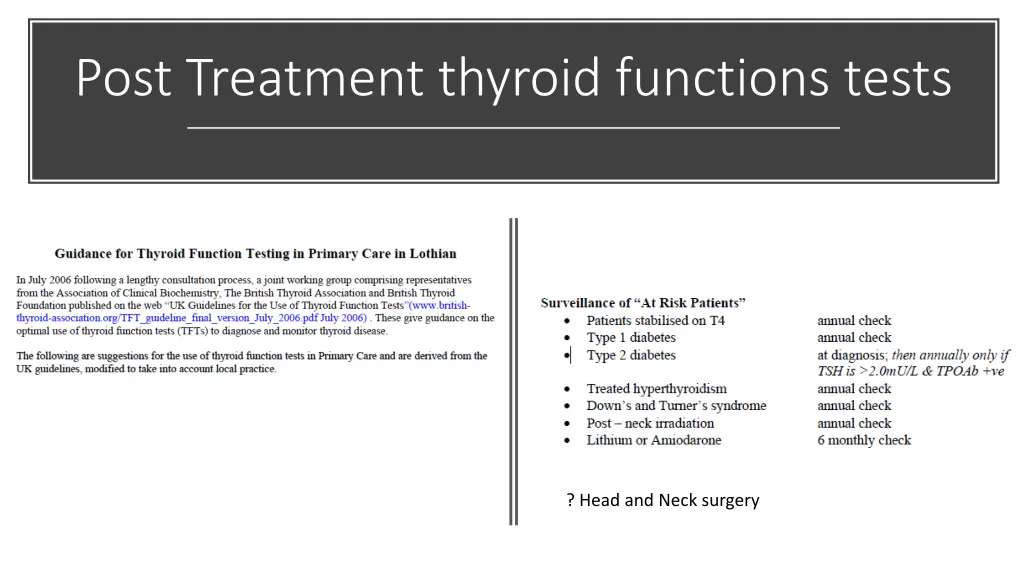 post treatment thyroid functions tests