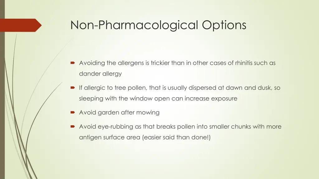 non pharmacological options