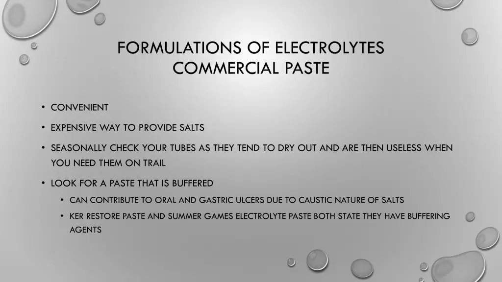 formulations of electrolytes commercial paste