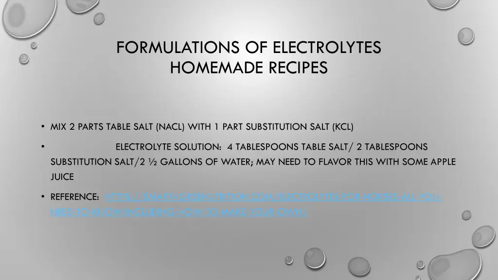 formulations of electrolytes homemade recipes