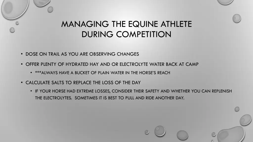 managing the equine athlete during competition 1