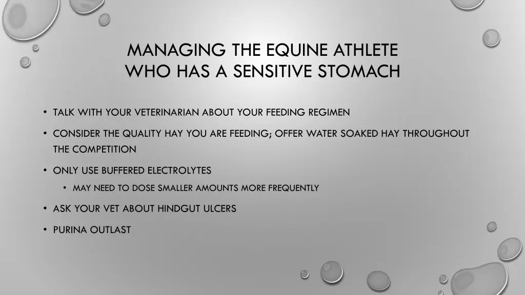 managing the equine athlete who has a sensitive