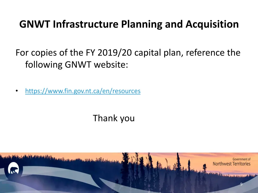 gnwt infrastructure planning and acquisition