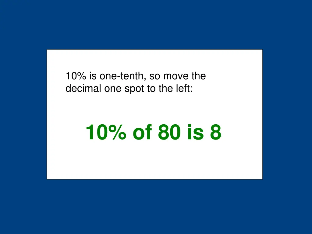 10 is one tenth so move the decimal one spot