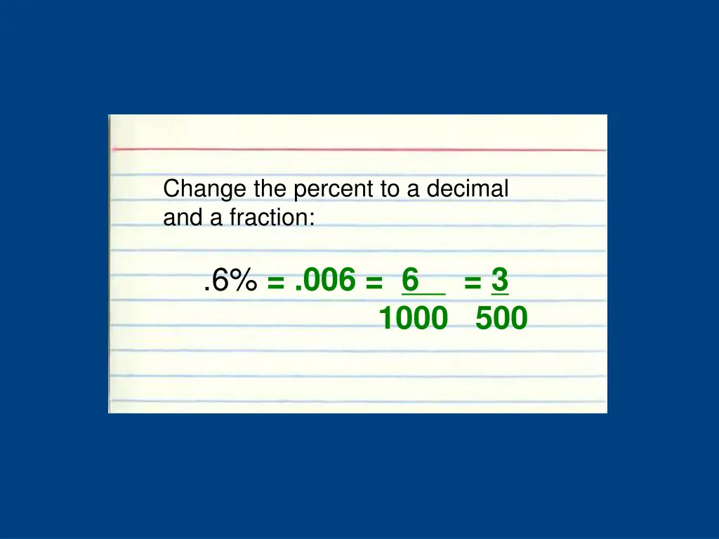 change the percent to a decimal and a fraction 5