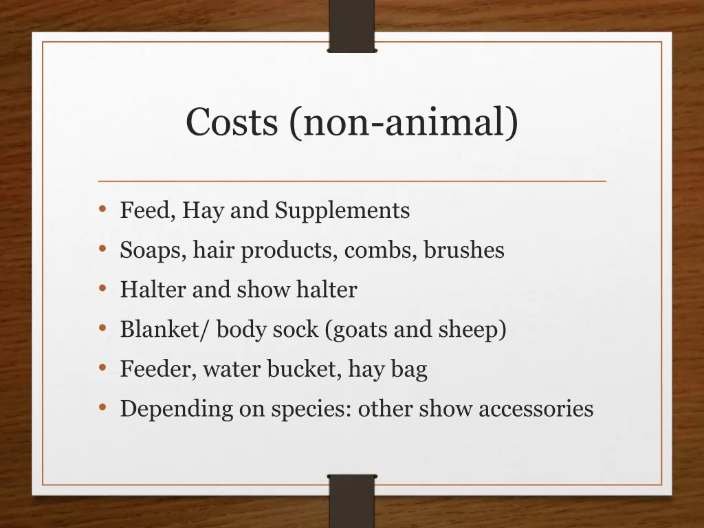 costs non animal