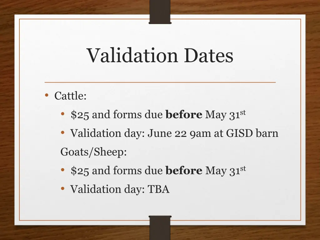 validation dates