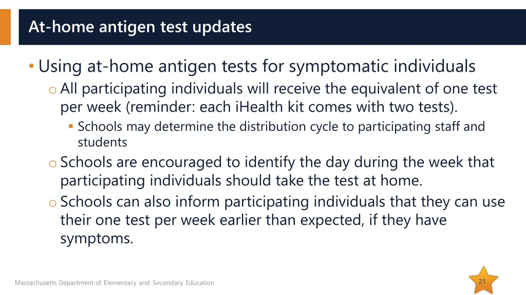 at home antigen test updates