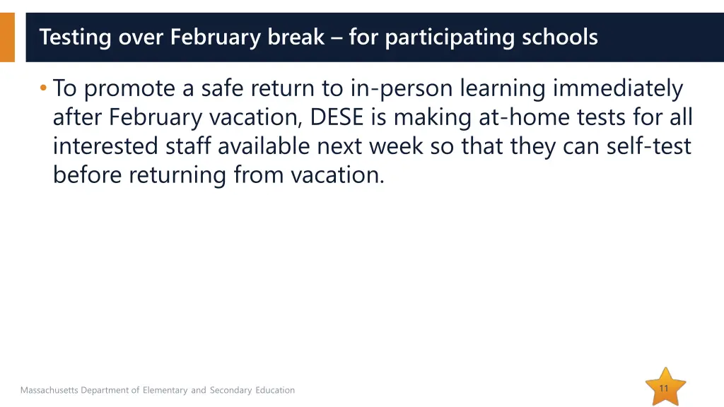 testing over february break for participating