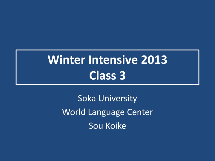 winter intensive 2013 class 3