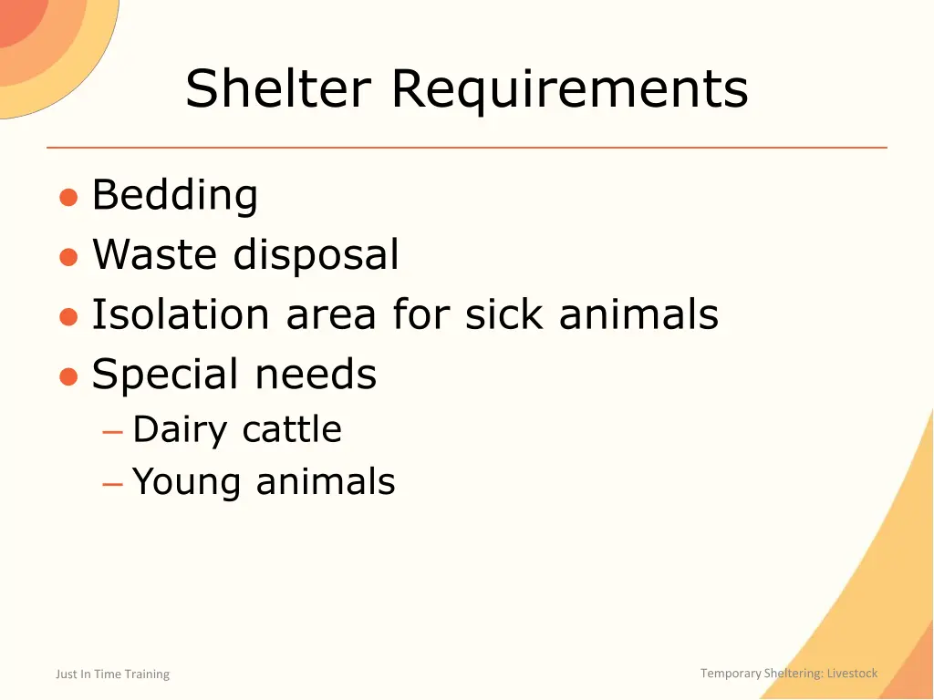 shelter requirements 1