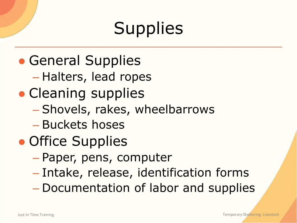 supplies