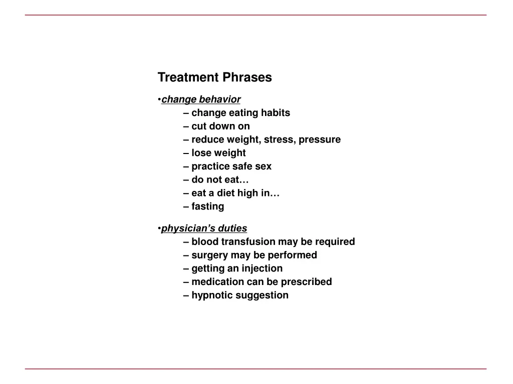 treatment phrases