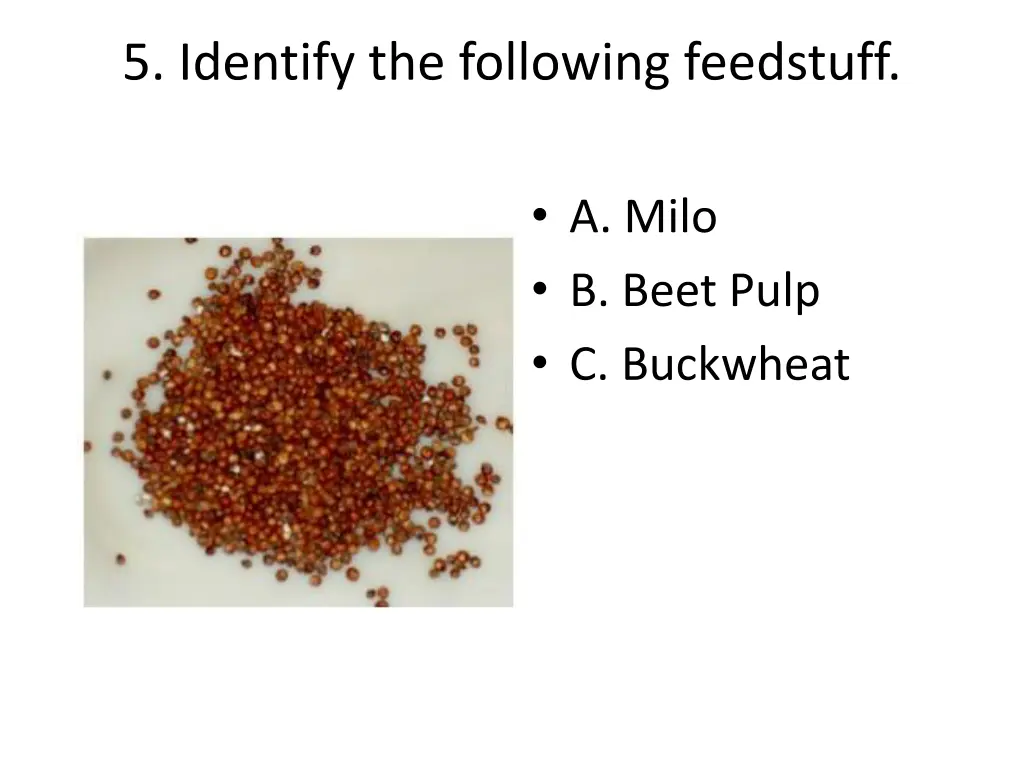 5 identify the following feedstuff