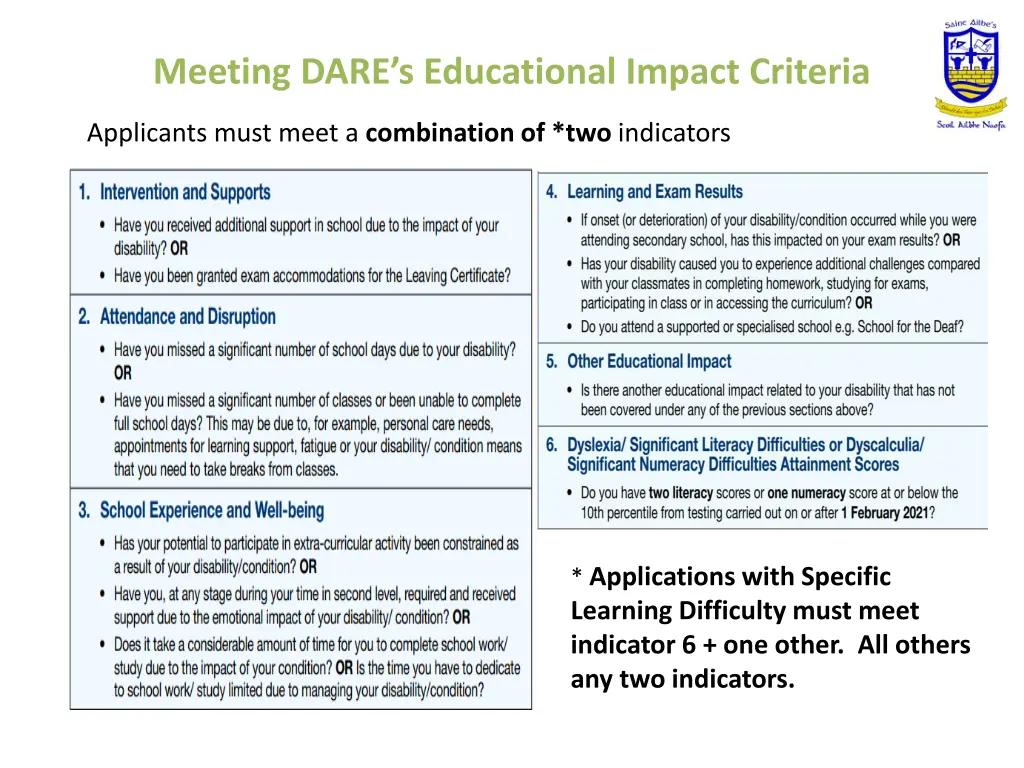 meeting dare s educational impact criteria