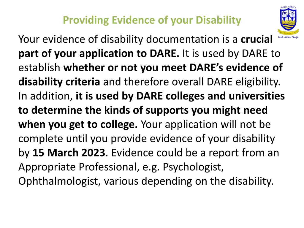 providing evidence of your disability