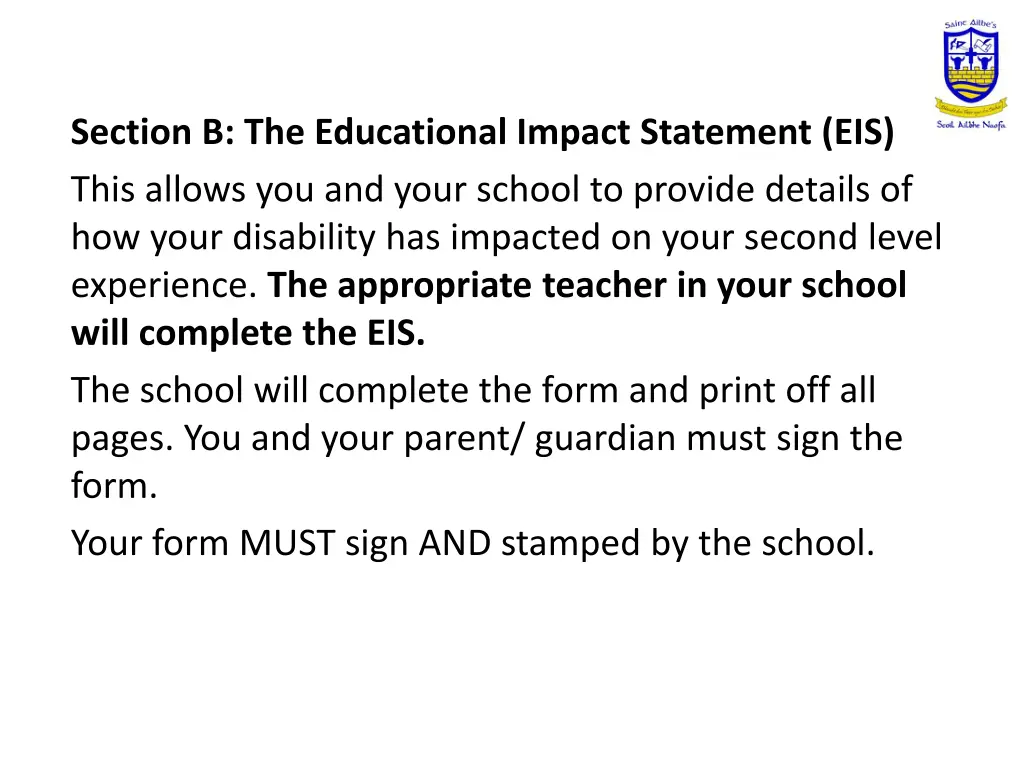 section b the educational impact statement