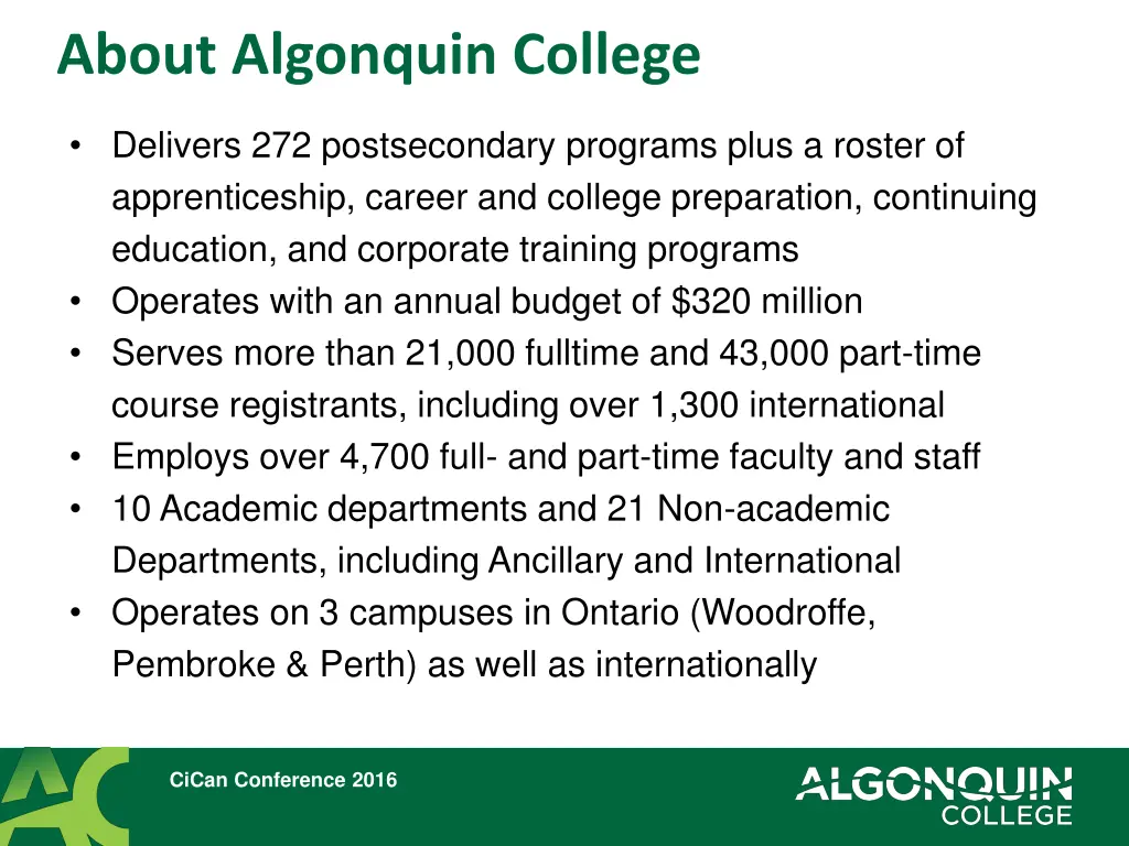 about algonquin college